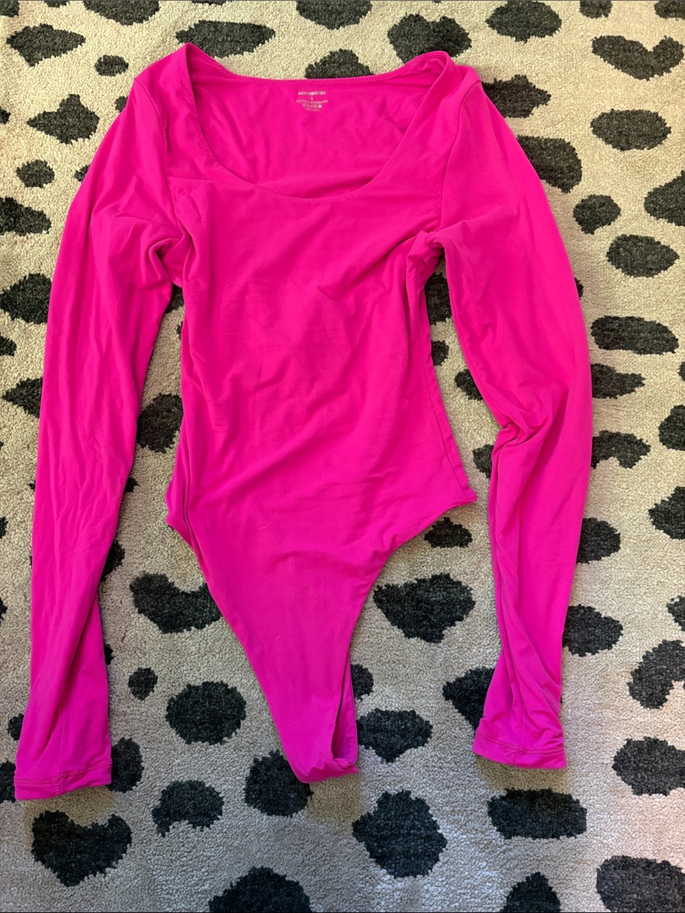 Women’s  Long Sleeve One-Piece Bodysuit in Bright Pink